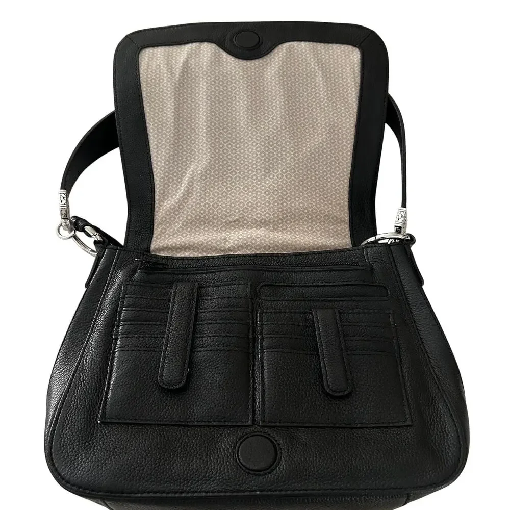 Brighton Bronte Organizer Bag Black Leather Embroidered Western Boho Shoulder